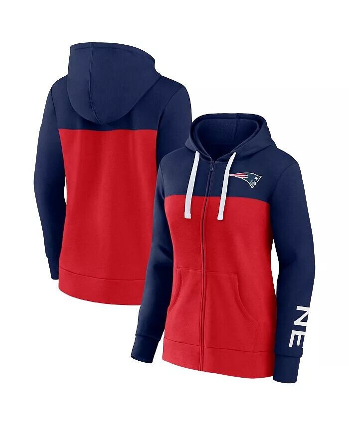 

Женская темно-красная толстовка с молнией во всю длину New England Patriots Take The Field Color Block Fanatics