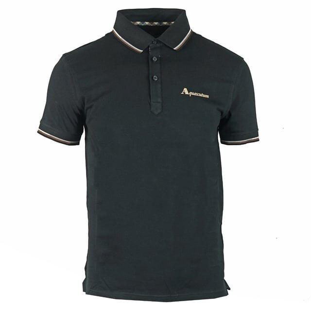 

Рубашка-Поло с логотипом бренда Aquascutum, черный