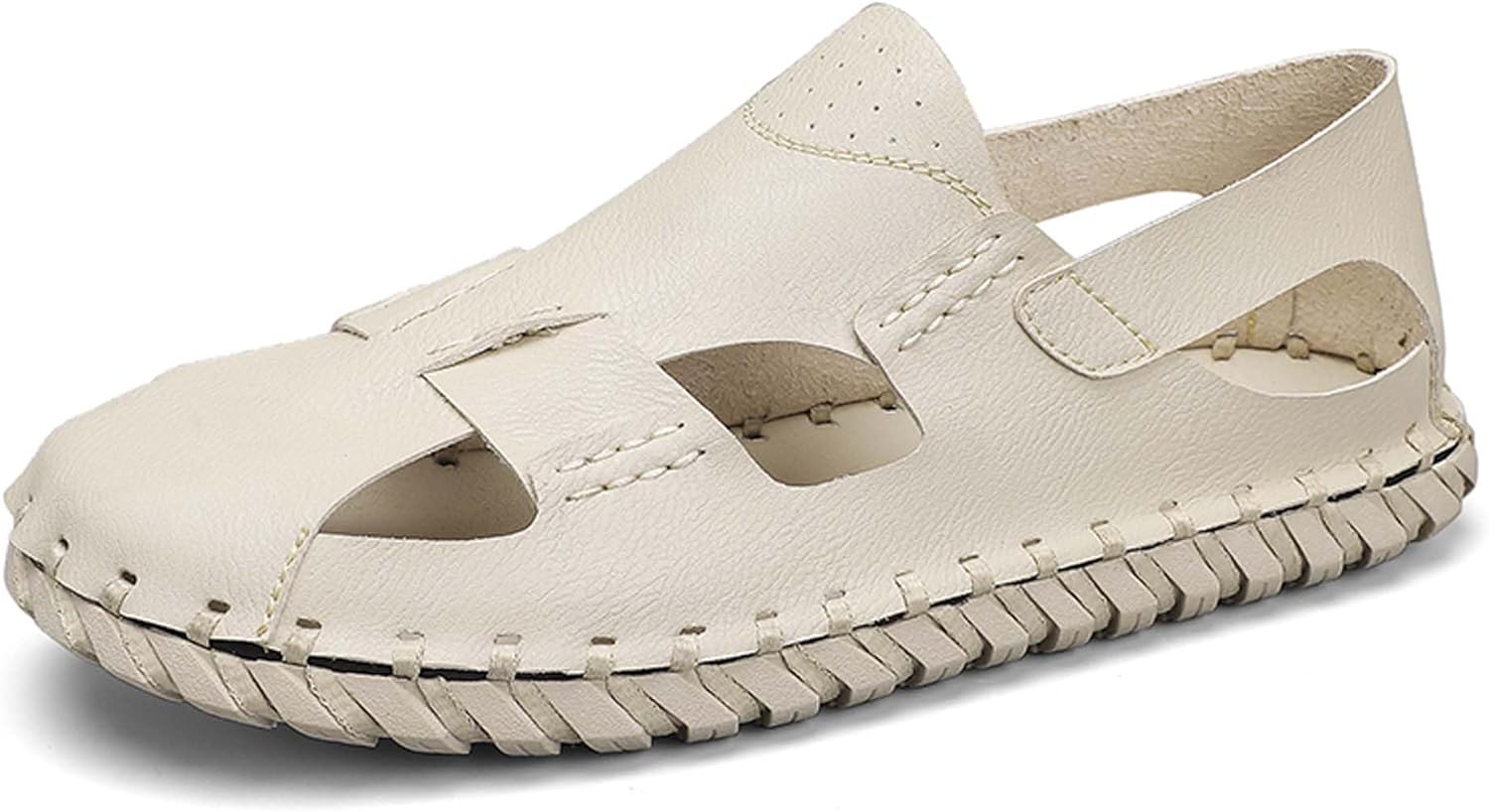 

Мужские модные римские сандалии Vtiao, кожаные босоножки, сандалии ручной работы, повседневные сандалии, сандалии-рыбаки для ежедневных прогулок, прогулок по пляжу, вождения и других занятий, бежевый