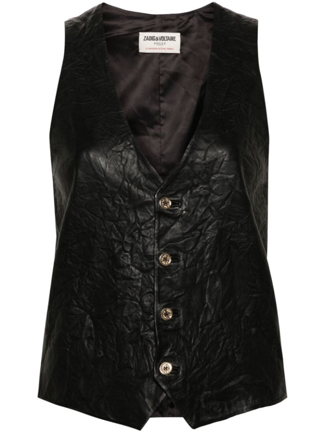 

Zadig&Voltaire кожаный жилет Emile с жатым эффектом, черный
