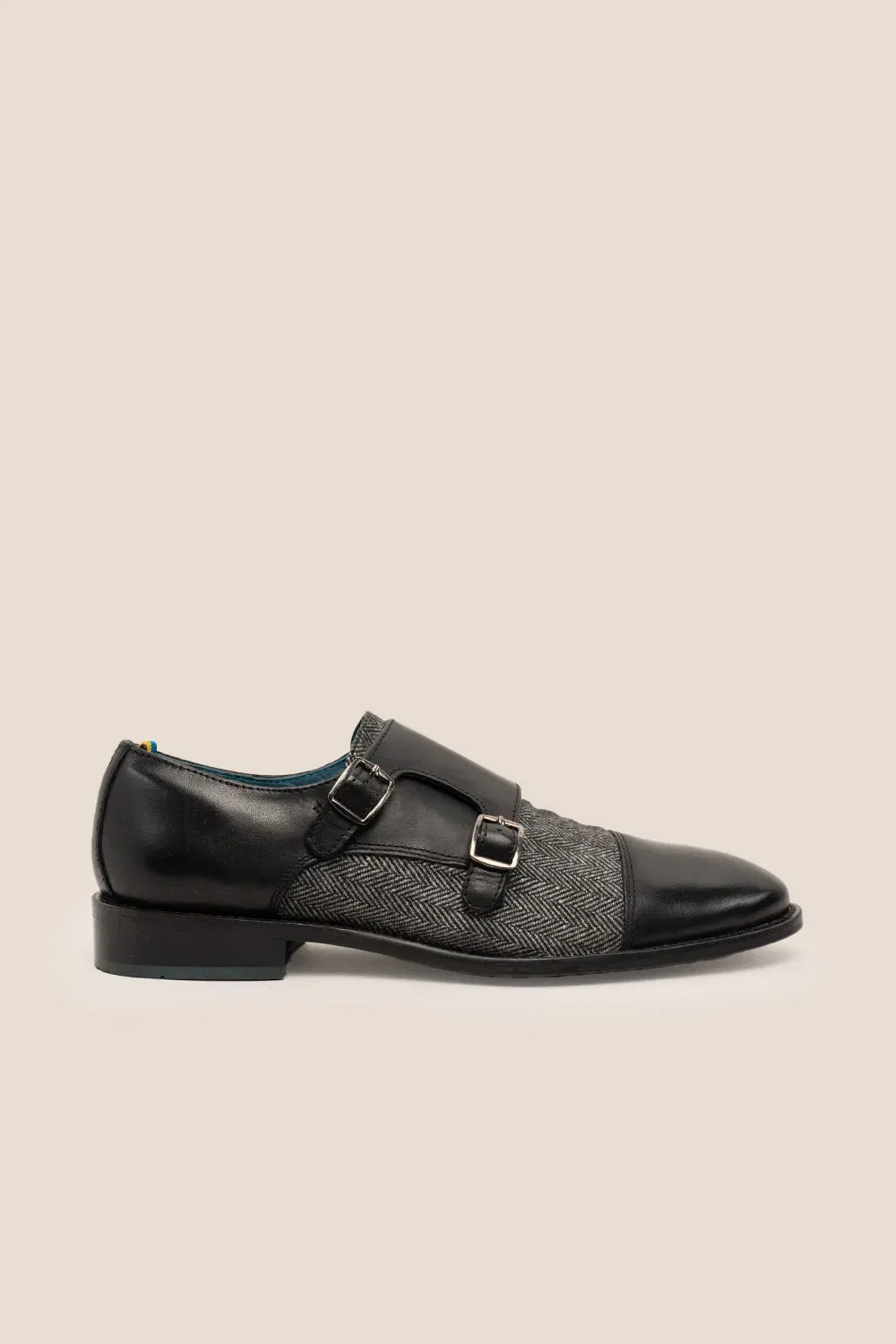 Туфли Monk Strap из кожи и твида Oswin Hyde, черный