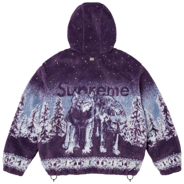 Двусторонняя флисовая куртка с капюшоном Supreme x BB Simon, фиолетовый цвет — фото 2