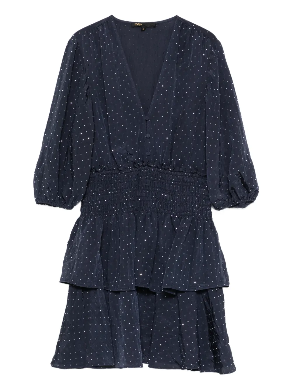 

Платье мини с V-образным вырезом и кристаллами Maje, синий