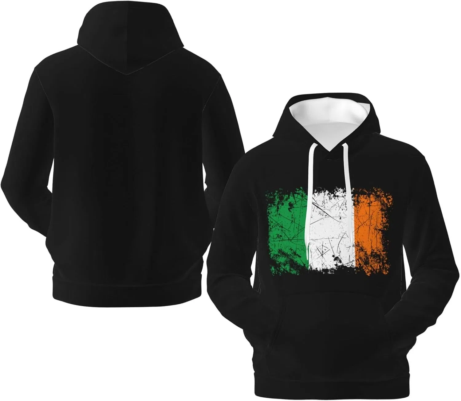 Мужской флисовый худи с капюшоном и карманом Ireland Irish Vintage Flag Pullover Sweater Generic, белый
