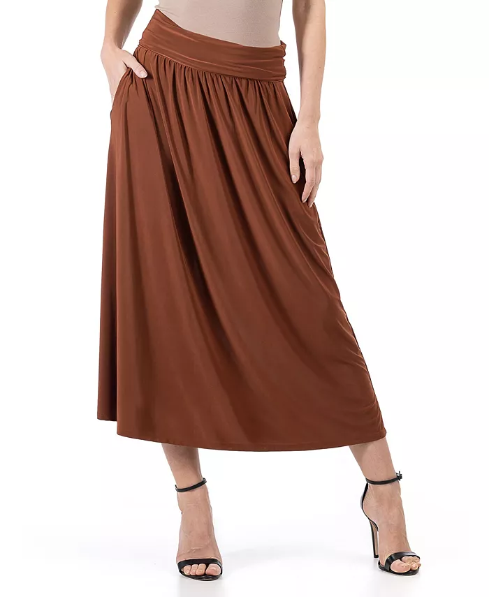 

Юбка макси со складками и карманами 24seven Comfort Apparel, коричневый