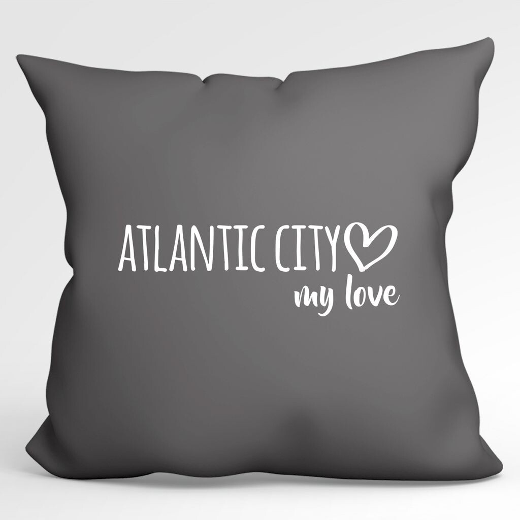 

Huuraa Cushion Atlantic City my love декоративная подушка с наполнителем размер 40x40см Steel Grey для всех поклонников Атлантик-Сити США идея подарка для друзей и семьи Hellweg Druckerei