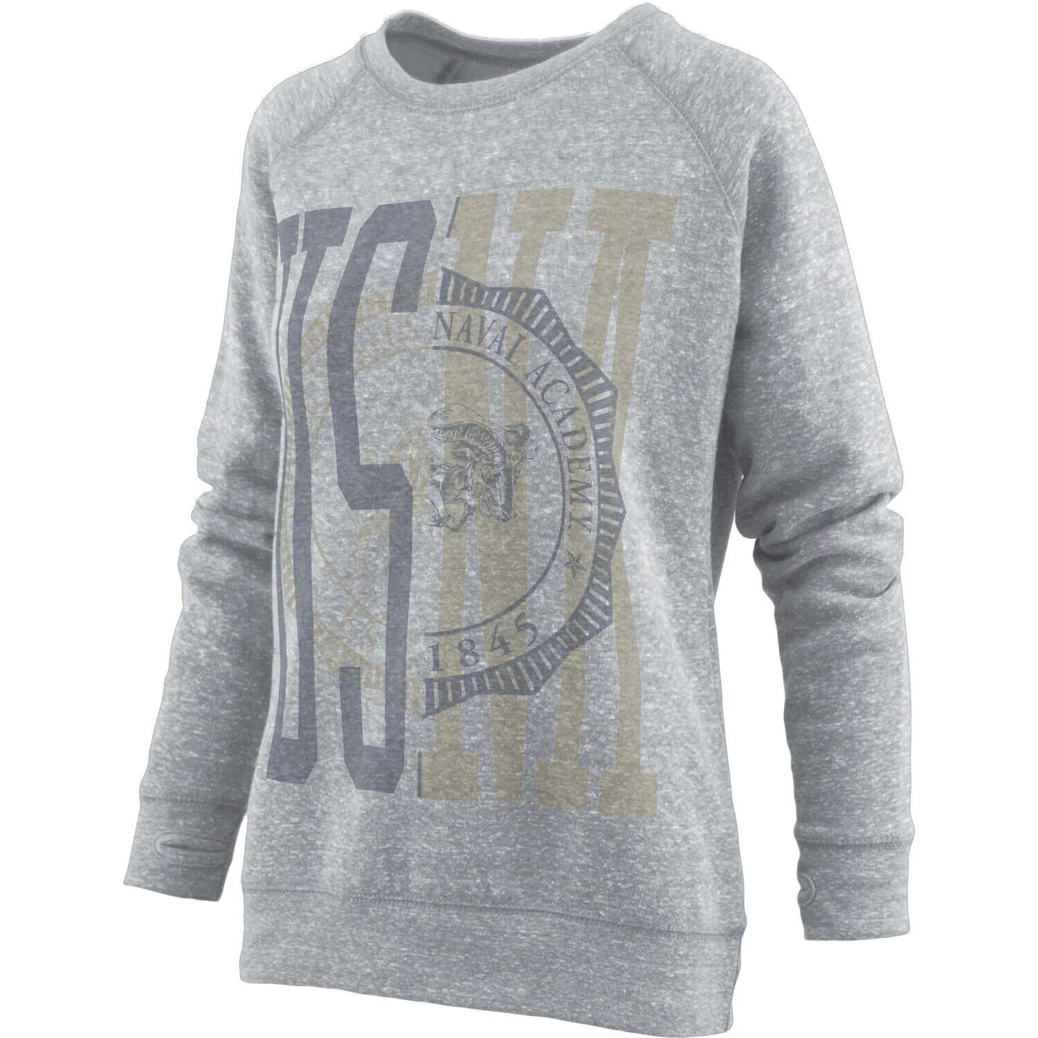 

Женский пуловер с капюшоном Pressbox Heather Grey Navy Midshipmen Knobi реглан