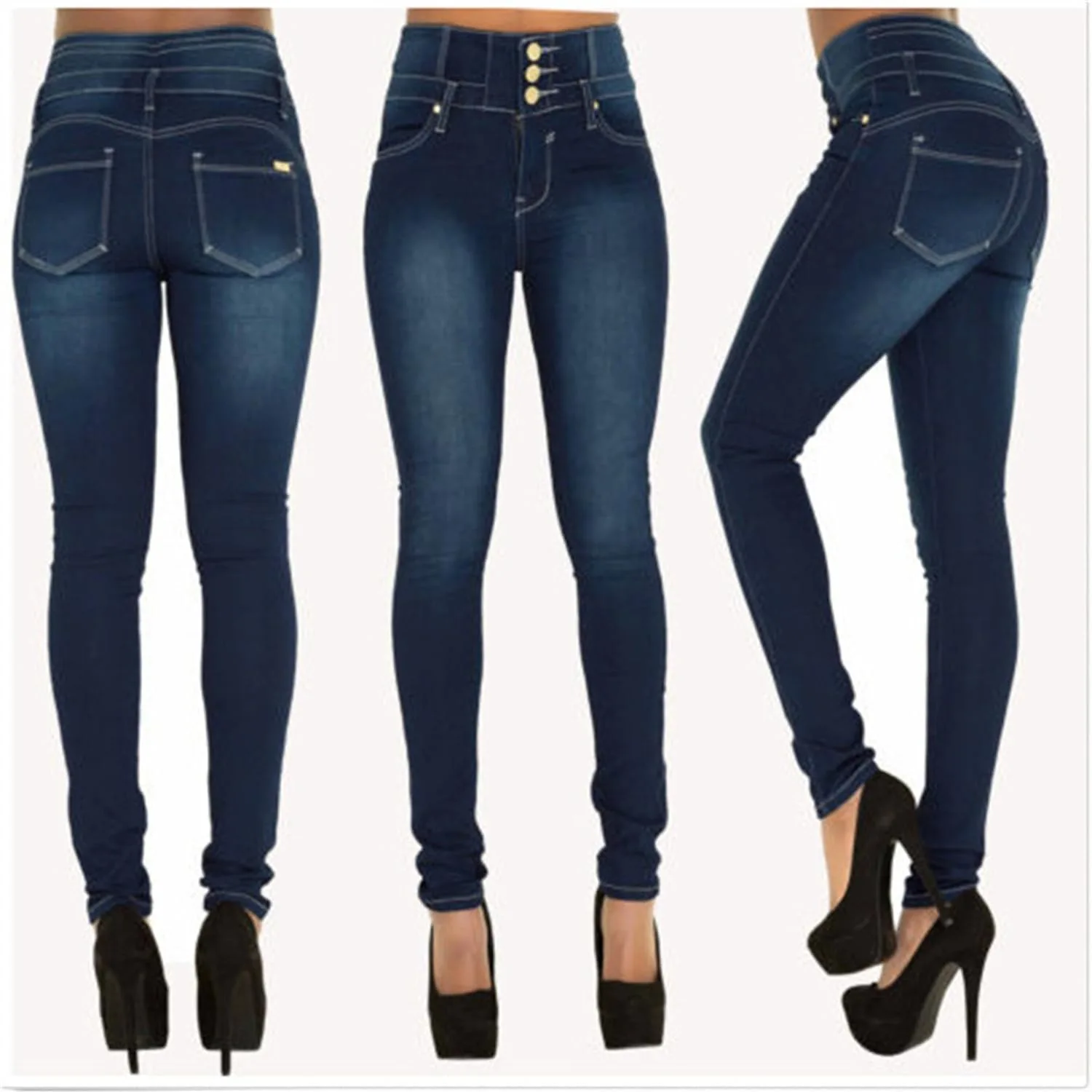 Женские джинсы Andongnywell Boyfriend Skinny с завышенной талией и эффектом подтяжки — фото 4