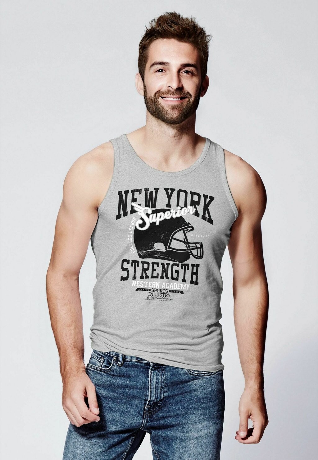 

Топ TANK-NEW YORK SUPERIOR FOOTBALL HELMET MUSKEL MU Neverless, серый