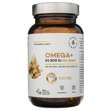 

Aura Herbals Омега + витамин D3 800 МЕ для детей 60 капсул