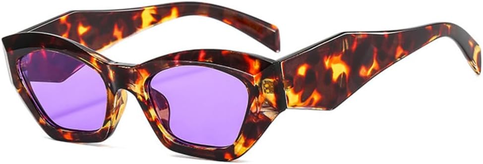 

Модные солнцезащитные очки неправильной формы «кошачий глаз» для женщин, винтажные, розово-фиолетовые, с защитой от УФ-излучения UV400, для мужчин TYUVIVO, Leopard Purple