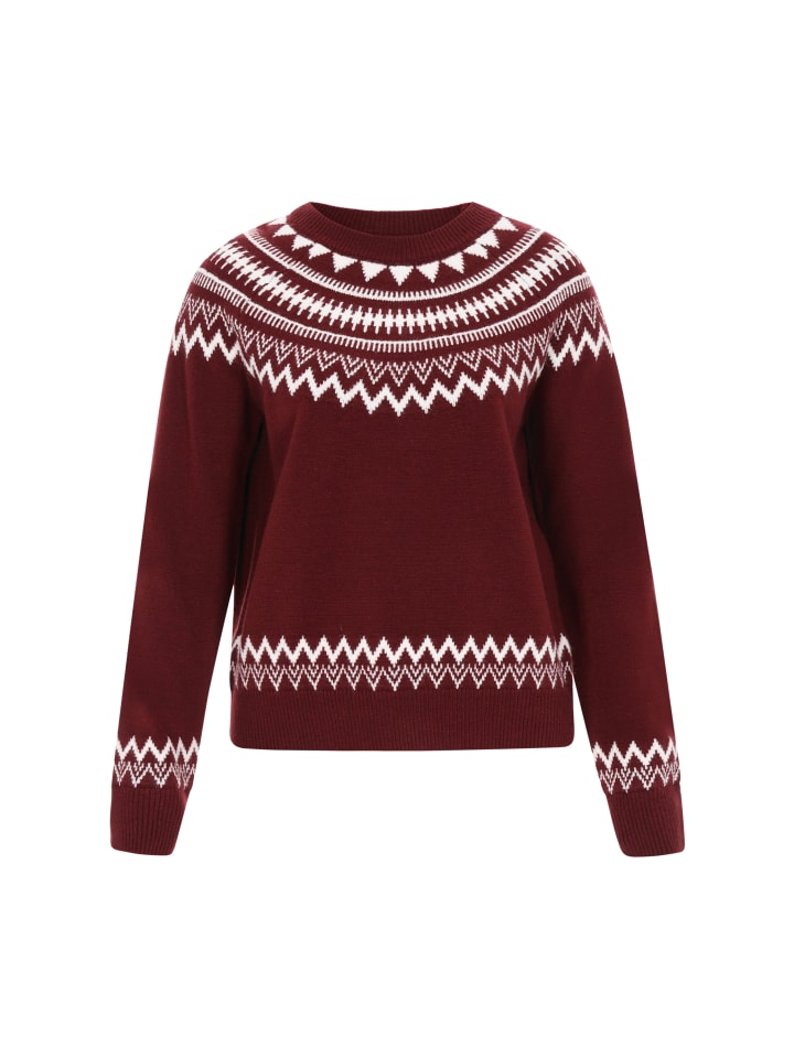 

Женский свитер винно-красного цвета с оттенком белого DreiMaster Maritim