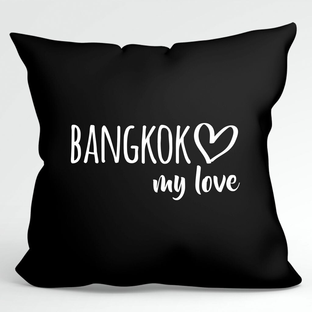 

Huuraa Pillow Bangkok my love Декоративная подушка с наполнителем размер 40х40см Черный для всех любителей Таиланда Идея подарка для друзей и семьи Hellweg Druckerei