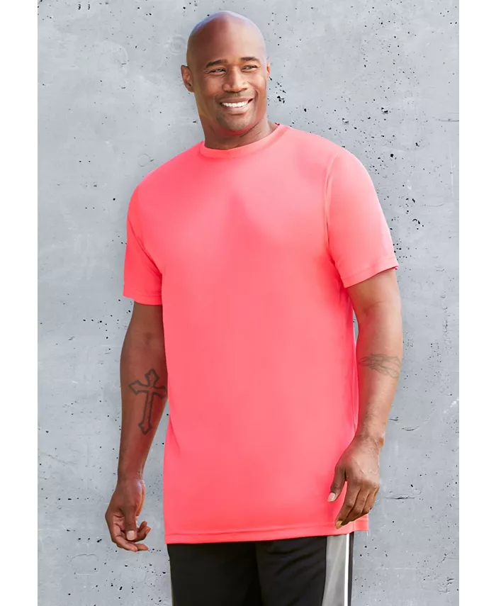 

Футболка с коротким рукавом и круглым вырезом Big & Tall No Sweat удлиненного кроя KingSize, розовый