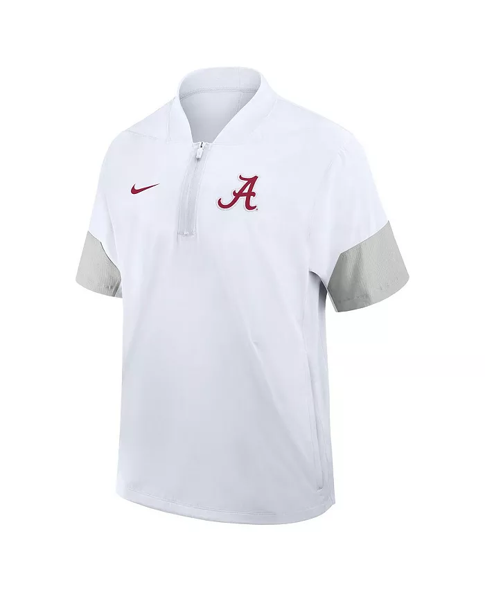Мужская белая тренерская куртка Alabama Crimson Tide 2025 Sideline с короткими рукавами и четверть-молнией Nike — фото 2