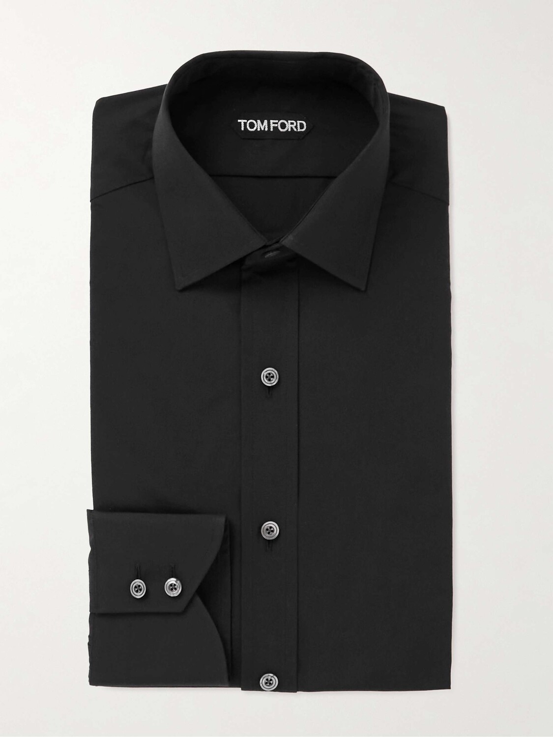 

Рубашка Slim Fit из хлопка и поплина TOM FORD, черный