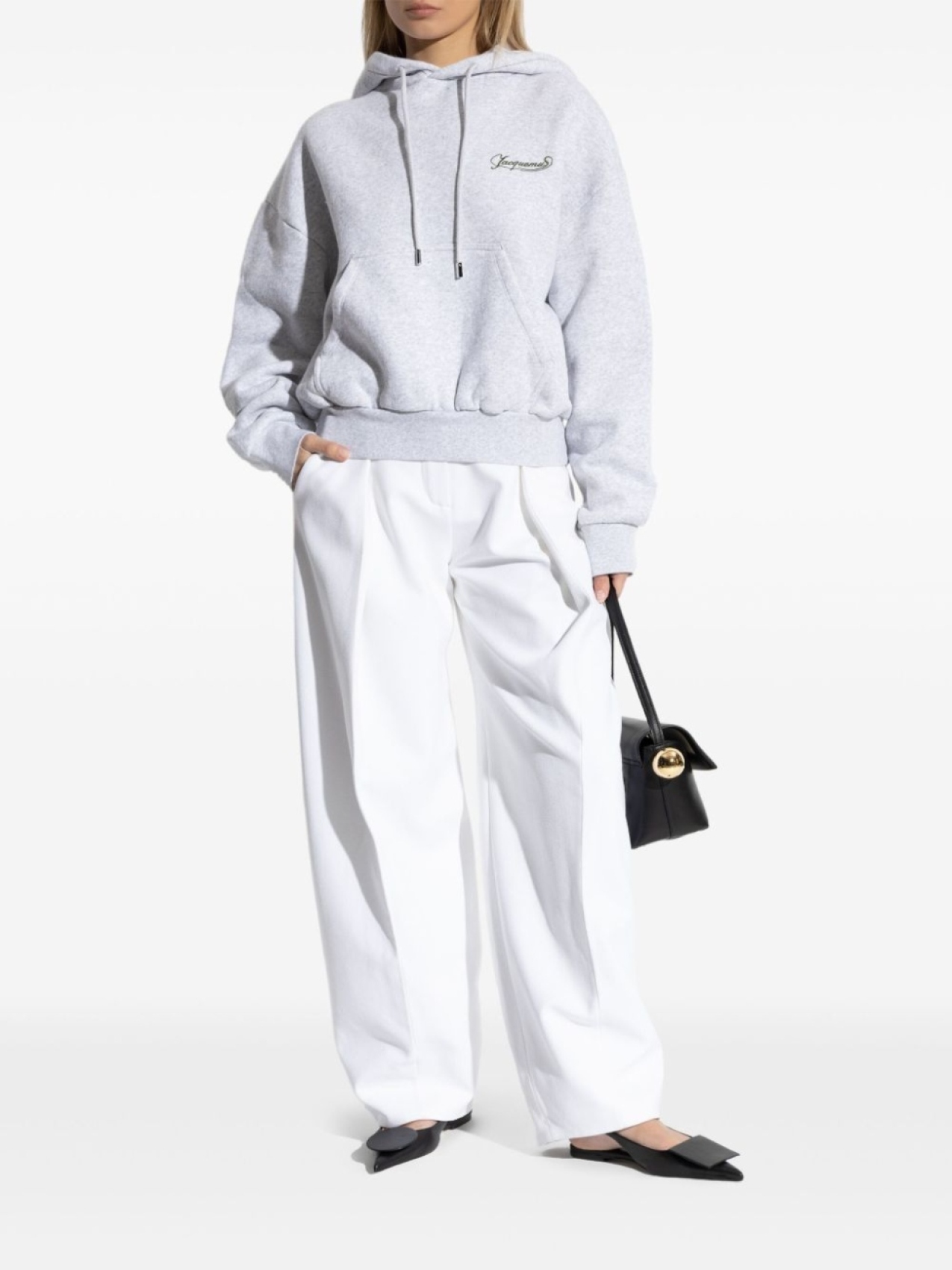 Jacquemus худи с вышитым логотипом, серый — фото 2
