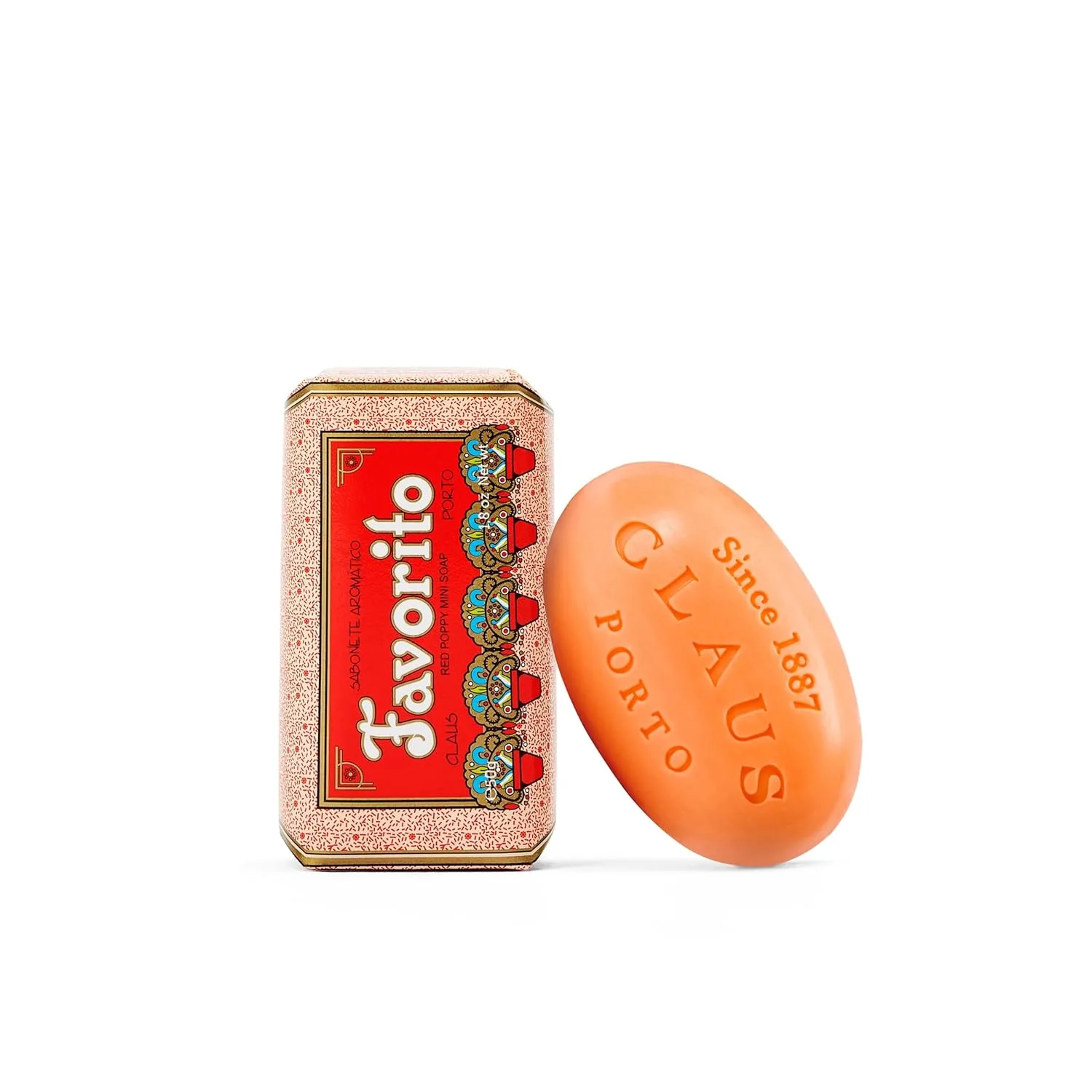 Claus Porto - Favorito Red Poppy Mini Soap | Цветочный, очищающий, питательный | Ручная работа, ароматный, нежный, теплый (50 г | 1,7 унции) 48.20 г (1 шт.), Red Poppy
