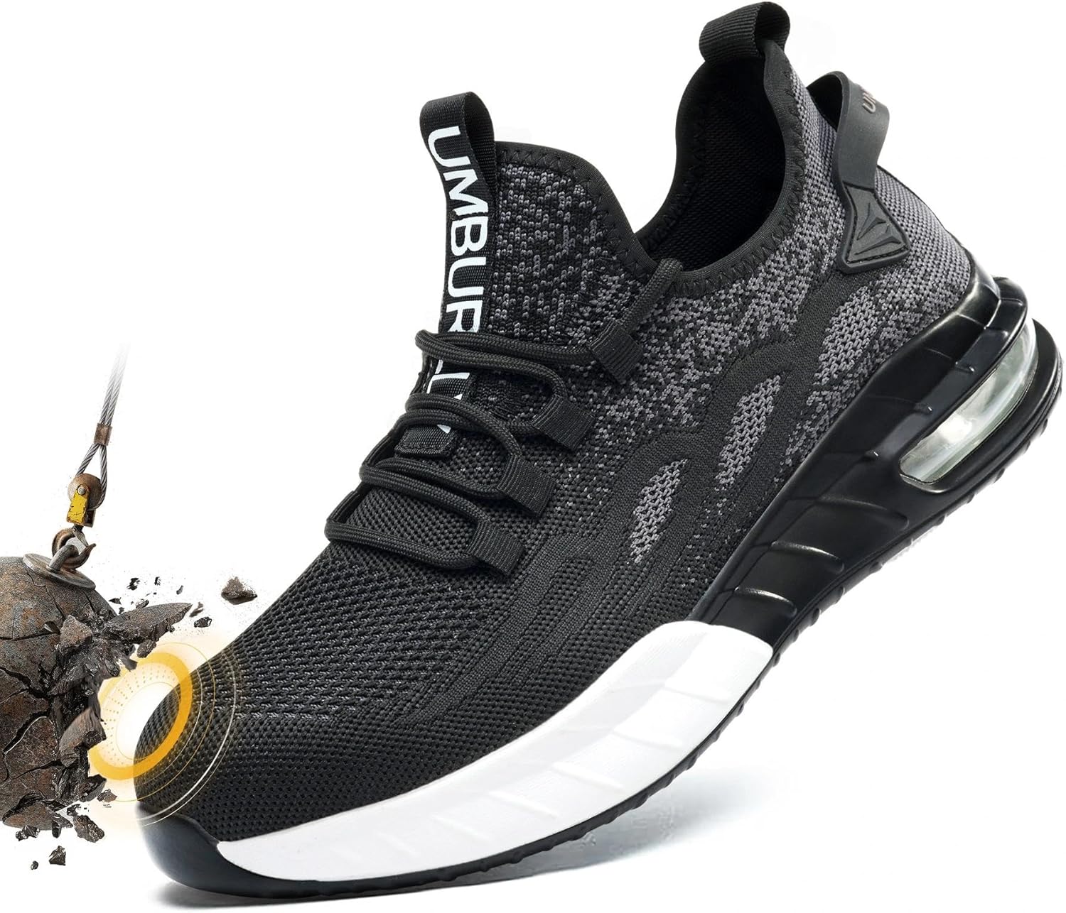 

Защитные ботинки Hogent с металлическим носком для мужчин и женщин - легкие, дышащие кроссовки для работы - обувь с защитой от проколов для строительства и склада, черные