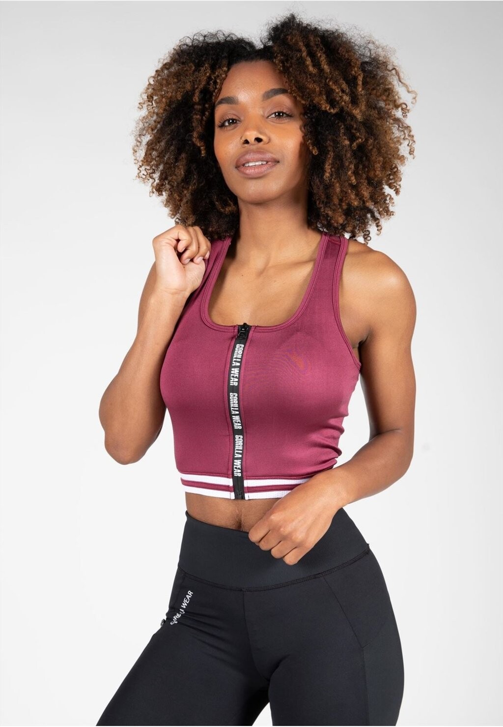 

Топ Mesa Zip Front Crop Gorilla Wear, темно-красный