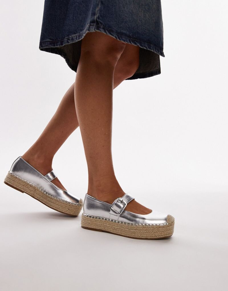 

Эспадрильи Topshop Cherry Mary Janes в цвете Серебро