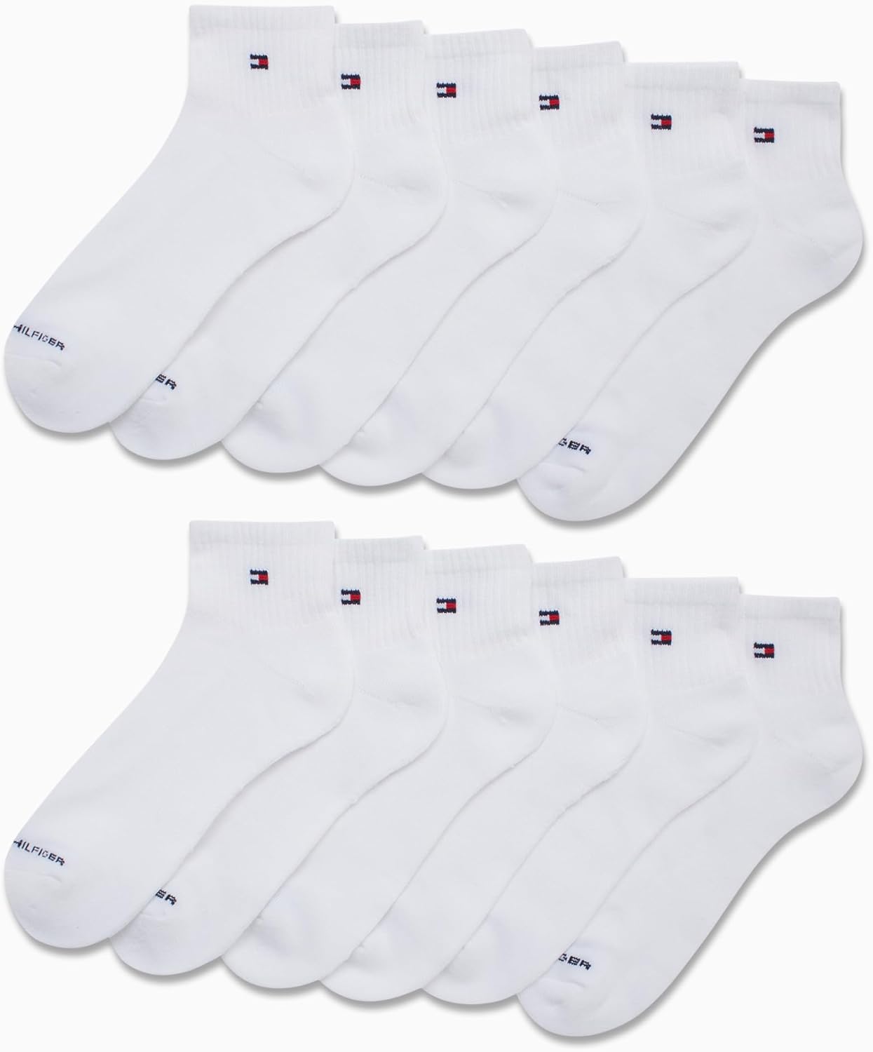 Мужские носки Tommy Hilfiger Quarter - упаковка из 12 пар с поддержкой свода стопы, комфортной амортизацией и спортивным стилем (7-12), White Flag — фото 3