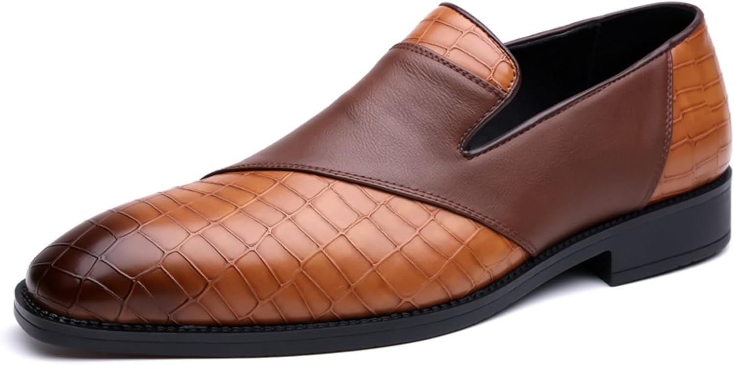 

Мужские оксфорды из двухцветной кожаной лоскутной кожи на шнуровке, низкий каблук, формальная текстурированная модель, удобные дерби для вечеринок, свадеб, офиса и работы Netehadi, Brown-2