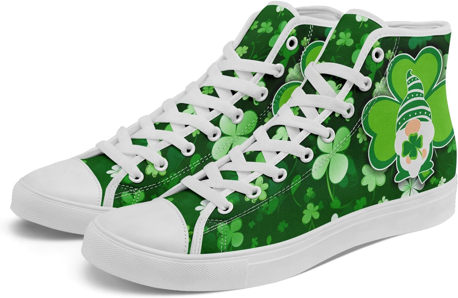 

Высокие кеды из зеленого холщового материала AWSOLE для женщин и мужчин, кроссовки для ирландского фестиваля, удачные праздничные подарочные спортивные повседневные туфли