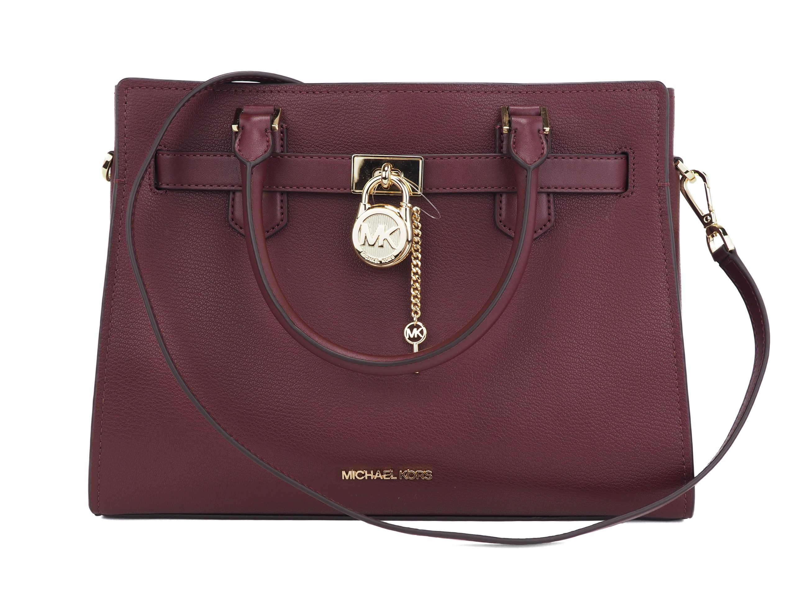 

Сумка-саквояж Hamilton Medium Leather Satchel Crossbody (Merlot) Michael Kors