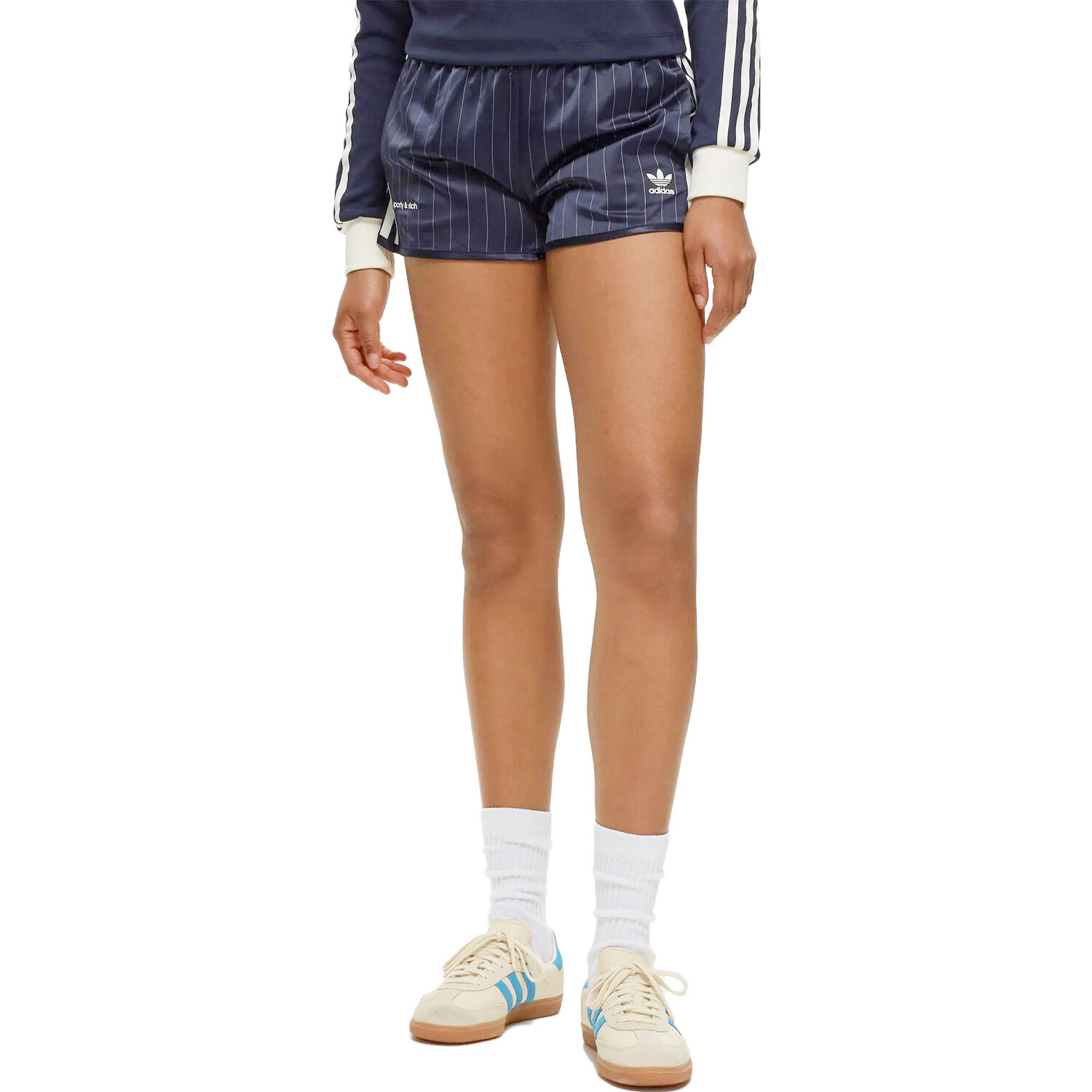 Sporty & Rich X Sporty & Rich Co-branded SS23 Повседневные шорты женские чернильно-черные Adidas Originals — фото 3
