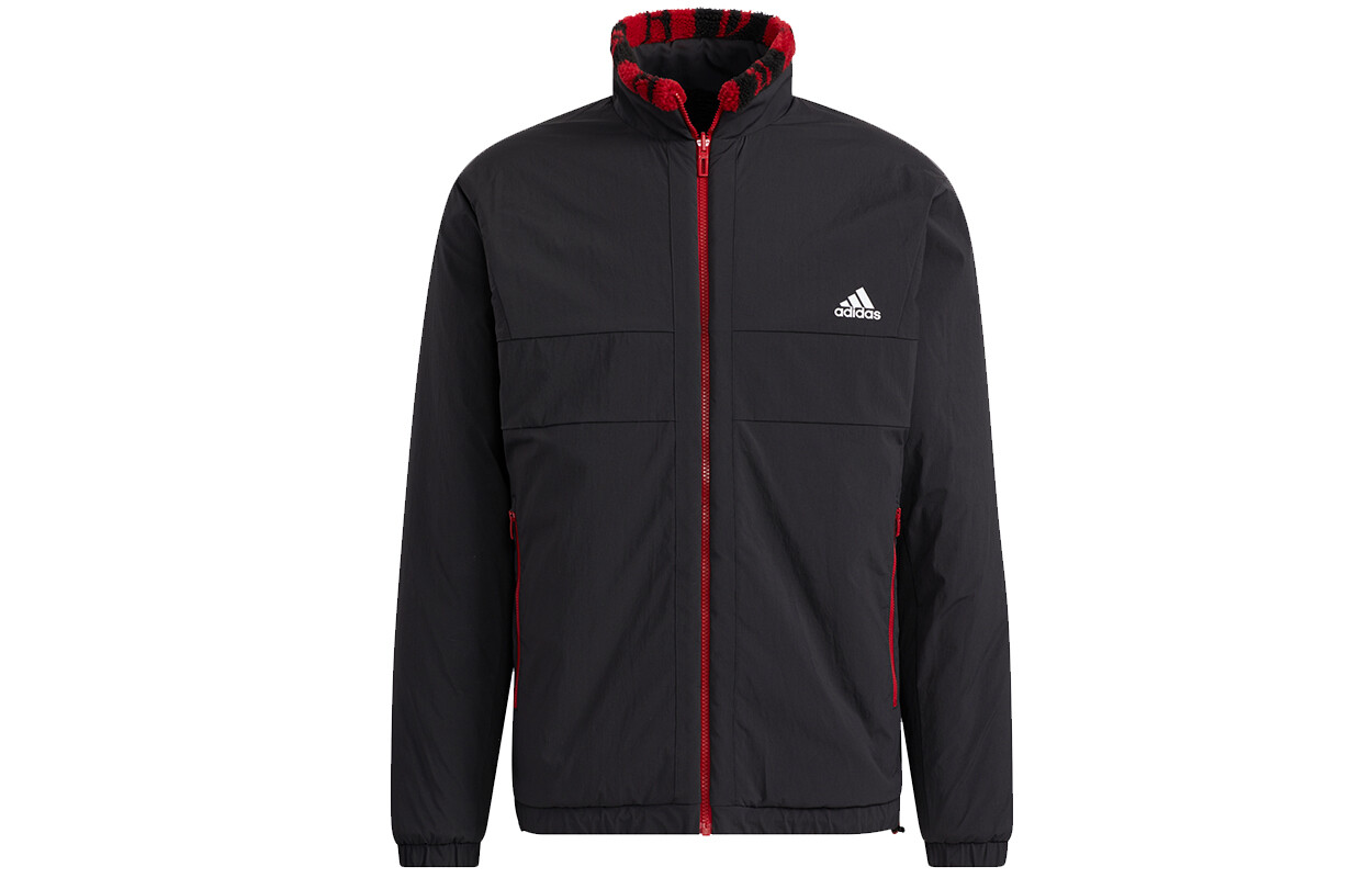 Бархатная куртка мужская темно-красная Adidas, темно-красный — фото 2