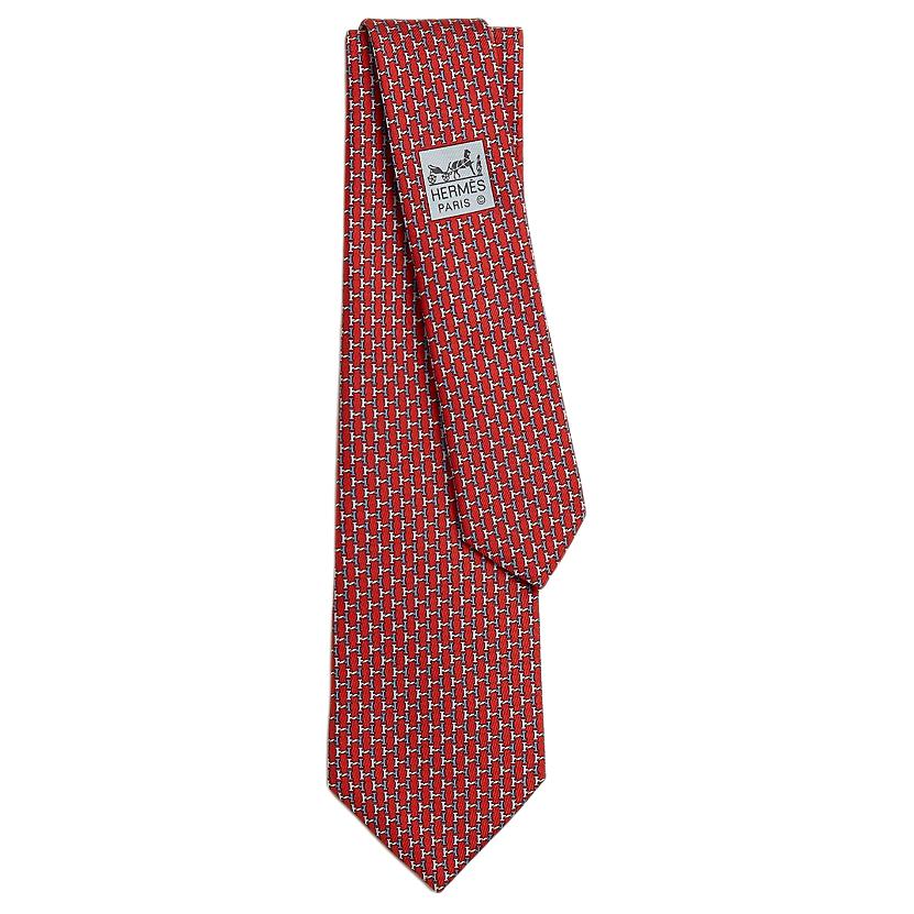 

HERMES Мужской галстук из шелка тутового шелкопряда красный, Red