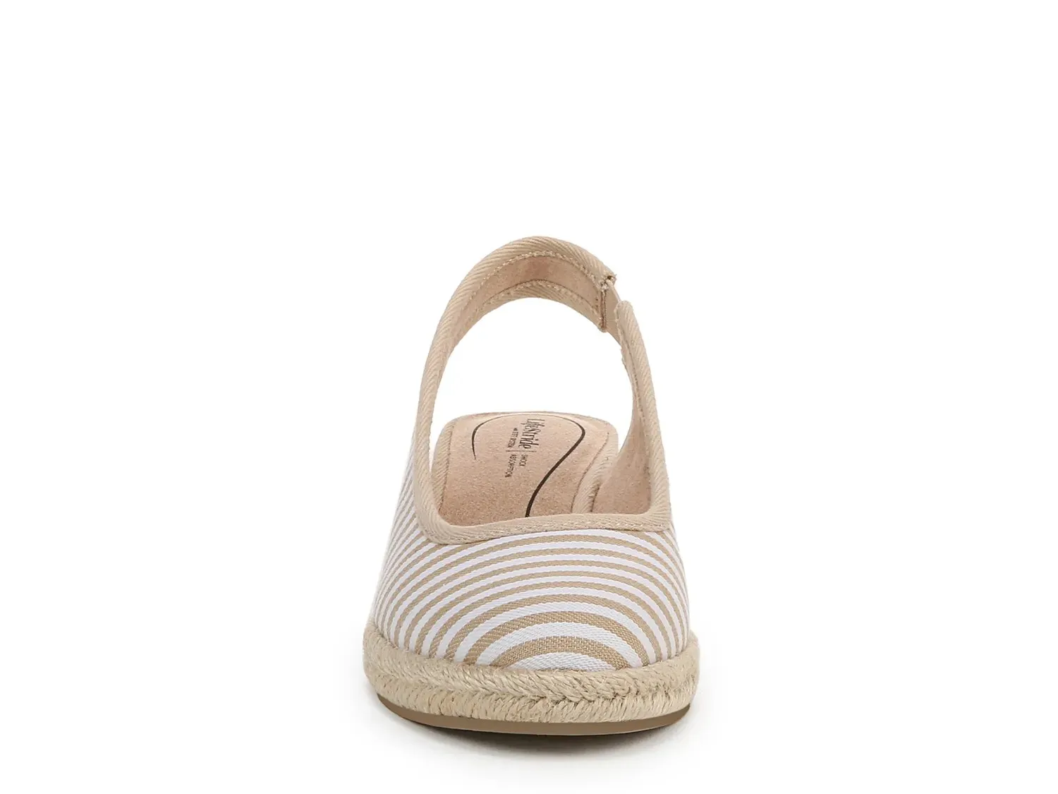 Туфли-лодочки LifeStride Kayden Espadrille на танкетке, ткань в полоску бежевого/белого цвета — фото 2