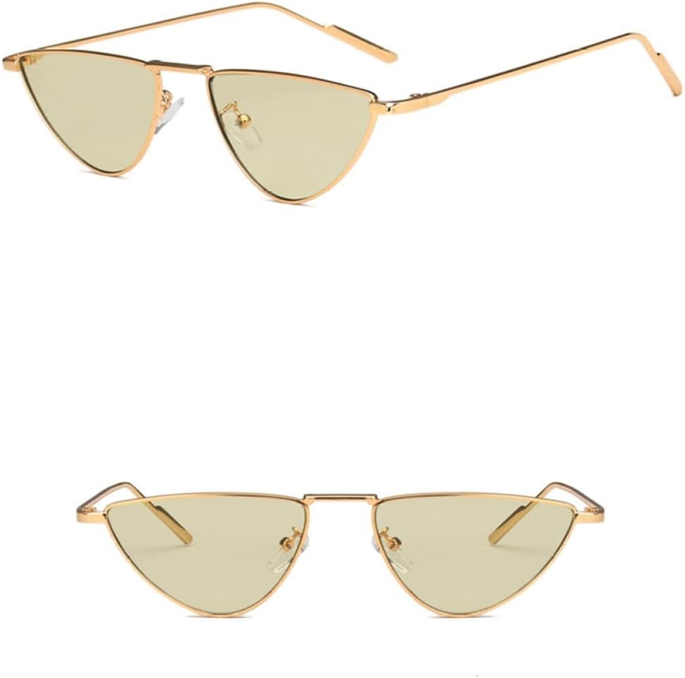 

Солнцезащитные очки 2027 для женщин, металлические треугольные солнцезащитные очки, модные женские солнцезащитные очки с защитой от УФ-излучения UV400 MTZJH, Gold Green