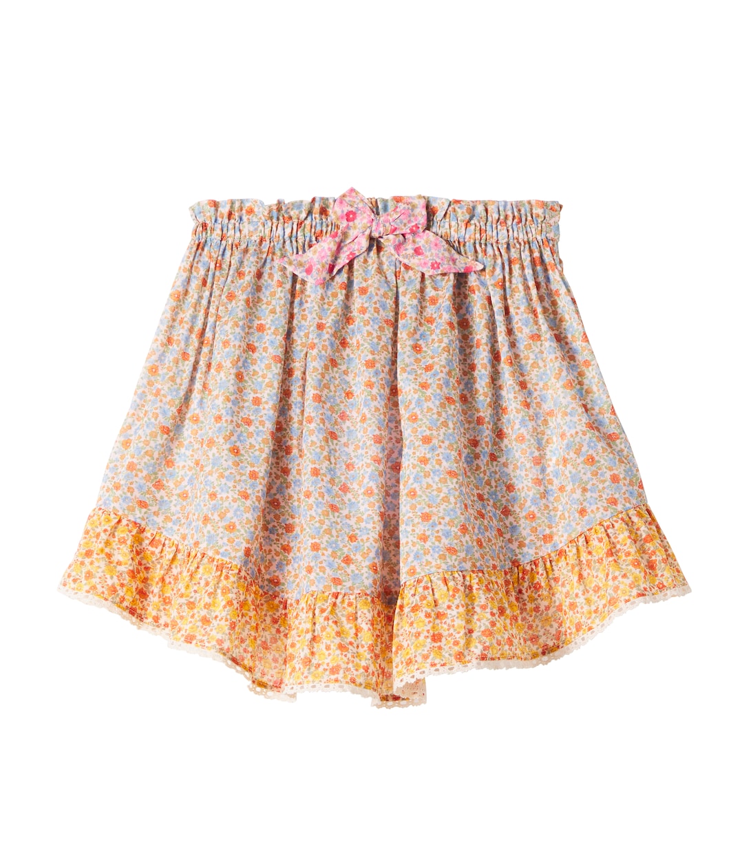 

Счастливая хлопковая юбка с кружевной отделкой в цветочном стиле Zimmermann Kids, Spliced