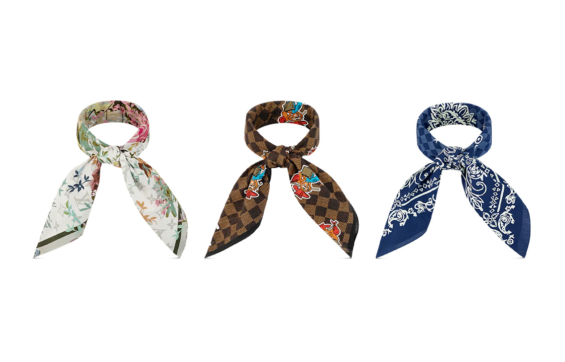 

LOUIS VUITTON Шёлковый шарф унисекс разноцветный синий коричневый, Multicolor/Blue/Brown