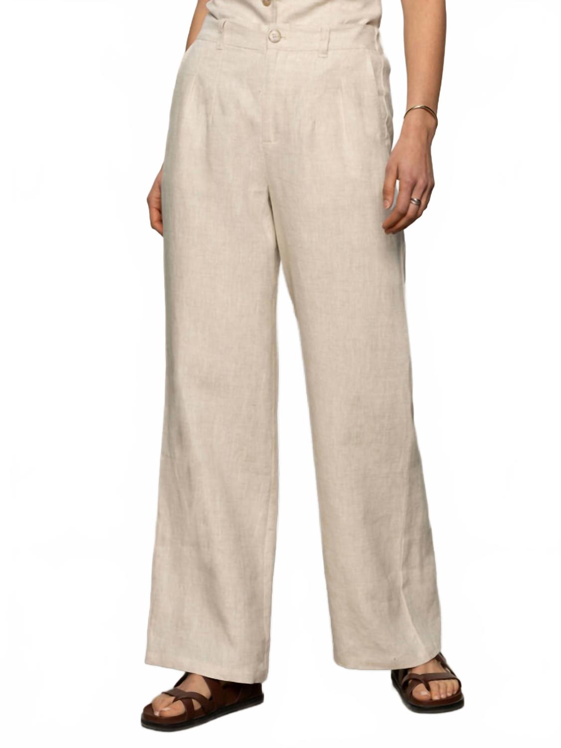 

Бежевые льняные брюки прямого кроя Hopper Sanctuary