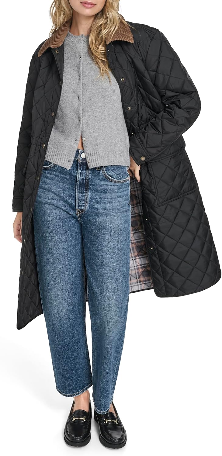 Женская стеганая куртка Levi's Diamond Quilted Cinch Waist, Black — фото 4