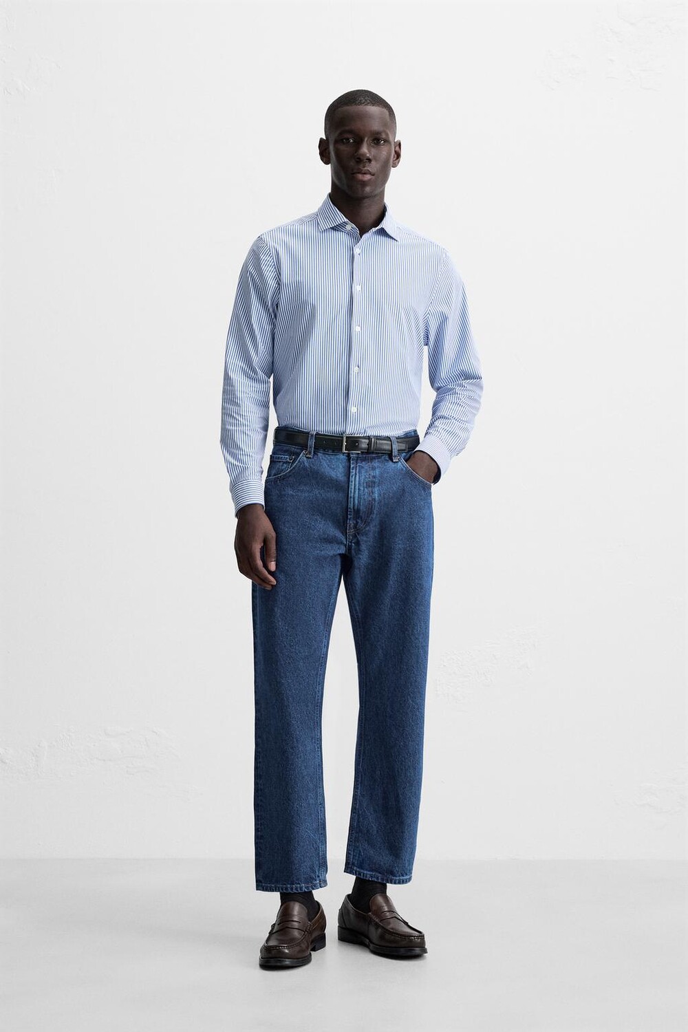 

Полосатая эластичная рубашка ZARA, цвет striped
