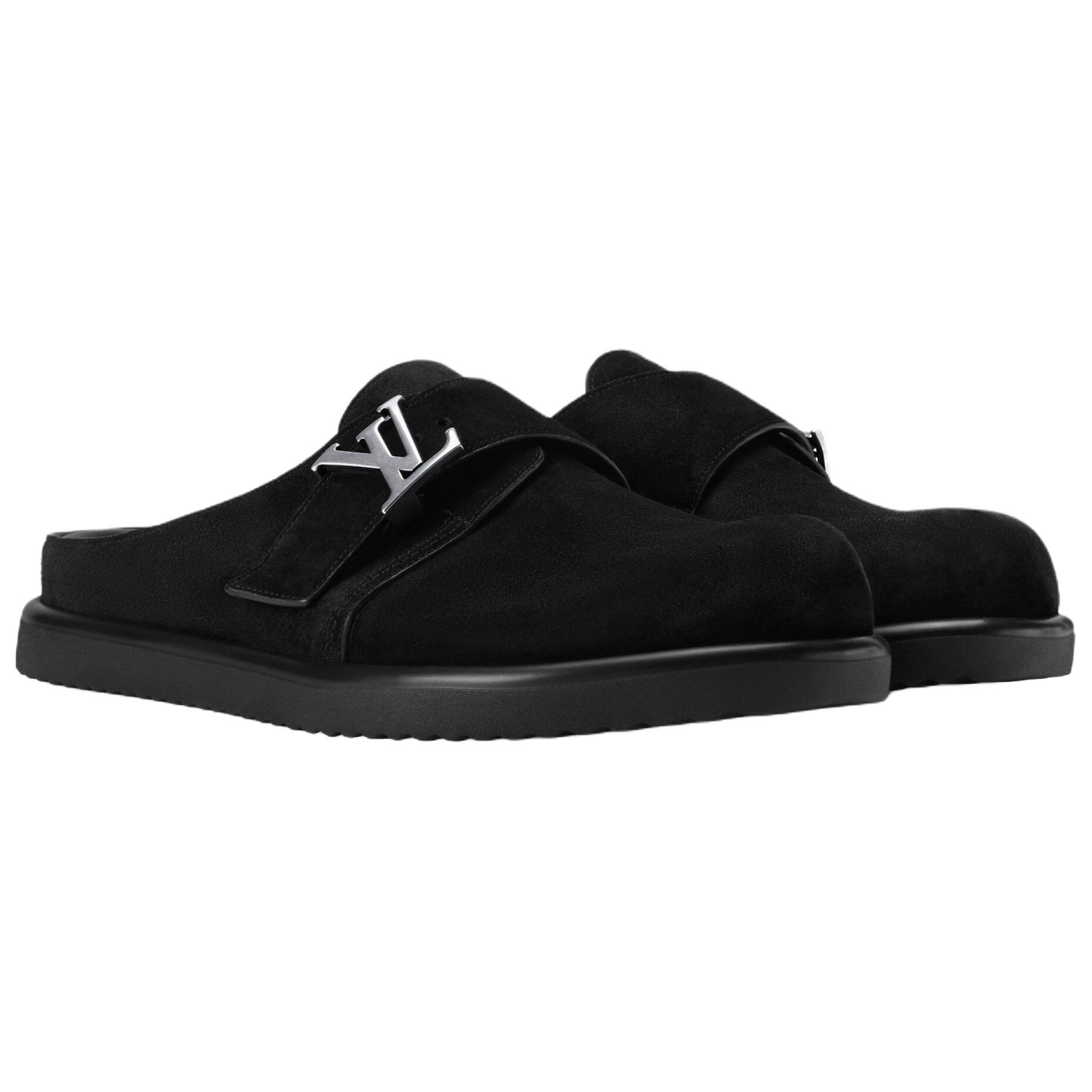 Мужские черные тапочки с закрытым носком Easy LOUIS VUITTON, Original Shoe Box Included — фото 4