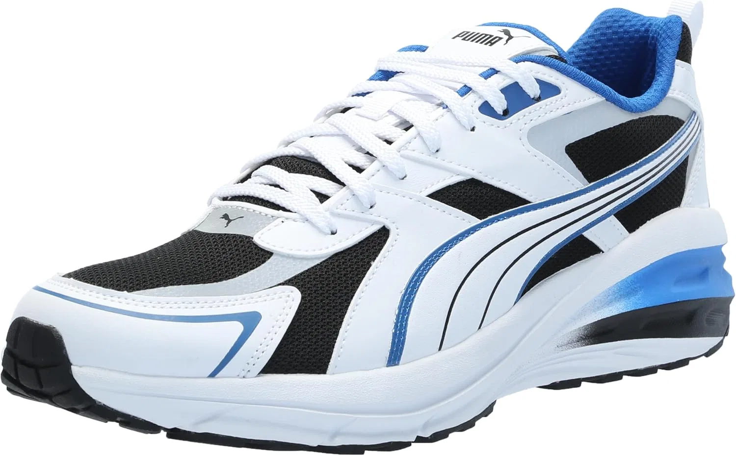 Мужские кожаные кроссовки PUMA Hypnotic, белые-королевские синие-черные, размер 9.5
