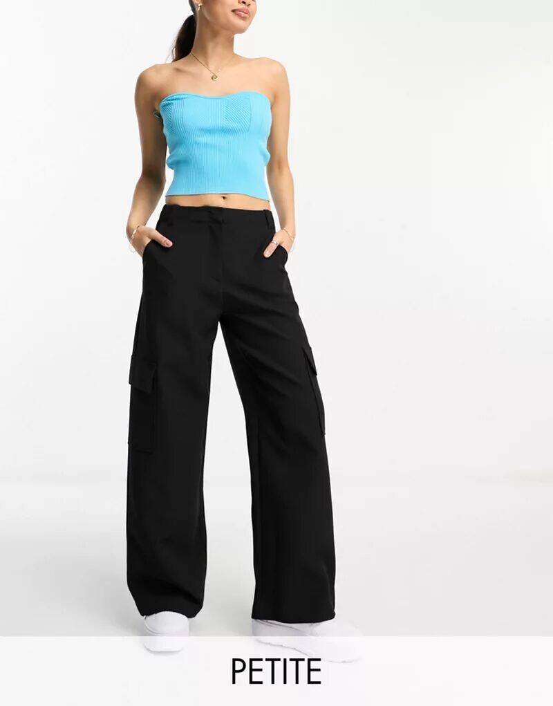 

Черные широкие брюки карго Miss Selfridge Petite