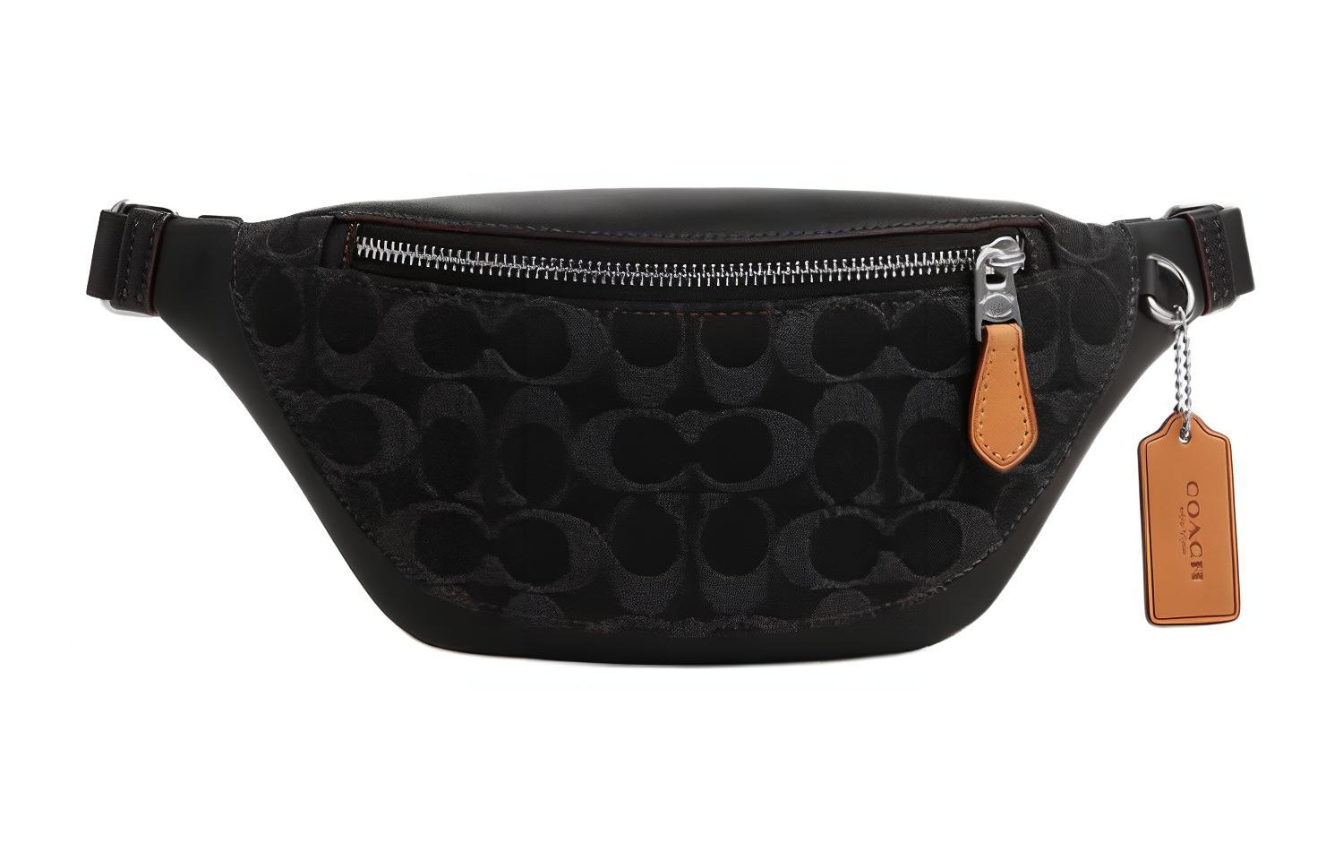 

COACH Сумка через плечо Warren Fabric с коровьей кожей, мини-сумка унисекс, угольно-черная