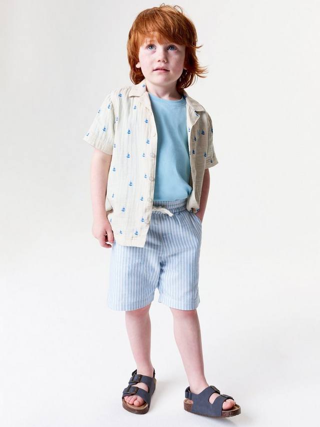 

Детские клетчатые шорты из твила Crew Clothing, Mid Blue