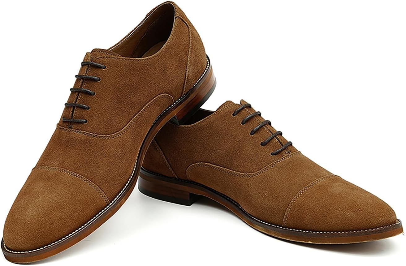 Мужские туфли Santimon ручной работы из замши с закрытым носком Oxfords, модные деловые дерби, светло-коричневый — фото 4
