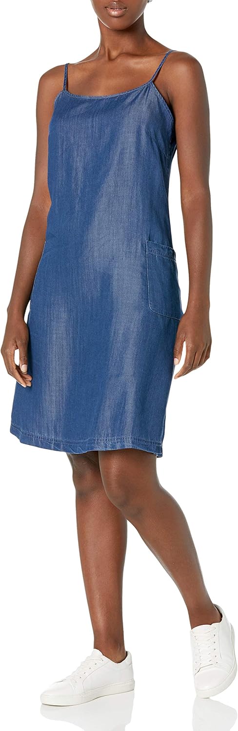 

Женское платье-комбинация Calvin Klein А-силуэта с карманами спереди, Denim Blue