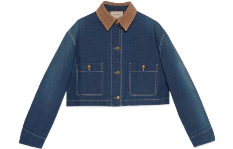 

GUCCI Джинсовая куртка с воротником из вельвета, Blue