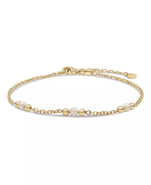 

Браслет-Цепочка с пресноводным жемчугом из 14-каратного золота, длина 6,5–7,5 дюймов, вес около 2,1 грамма. Devata, gold