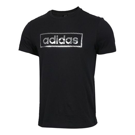 

Футболка alphabet printing sports stylish round neck short sleeve black Adidas, черный