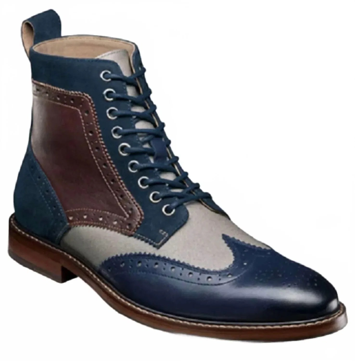 Stacy Adams Мужские ботинки Finnegan Wingtip на шнуровке, темно-синие с разноцветными вставками — фото 2